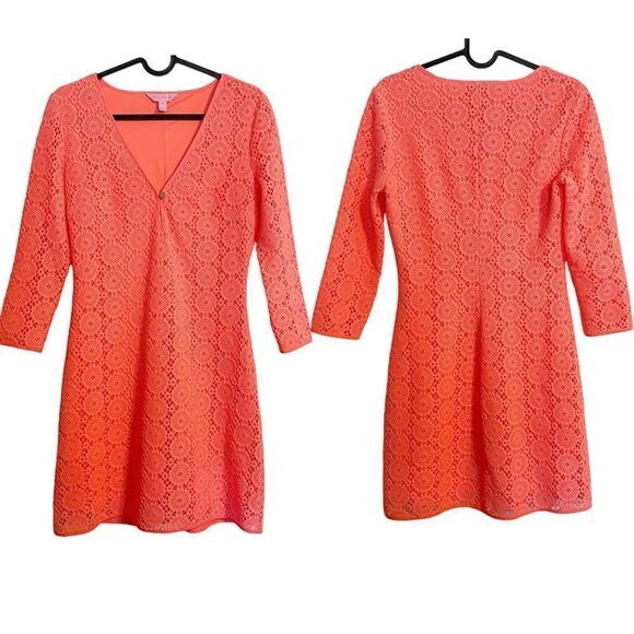 Lilly Pulitzer Lamora Lace Mini Dress Pucker Pink - Picture 4 of 9